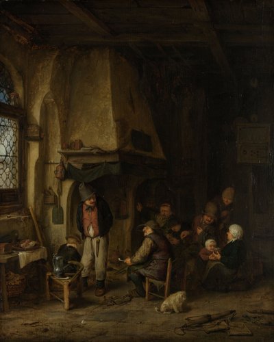 Die Schlittschuhläufer: Bauern in einem Innenraum, 1650 von Adriaen Jansz. van Ostade